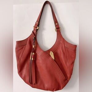 orYANY Tracy Double Handle Italian Grain Leather Hobo Rust Color Handbag